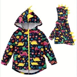 Kids Dinosaur Print Hooded Light Weight Jacket multi-colour